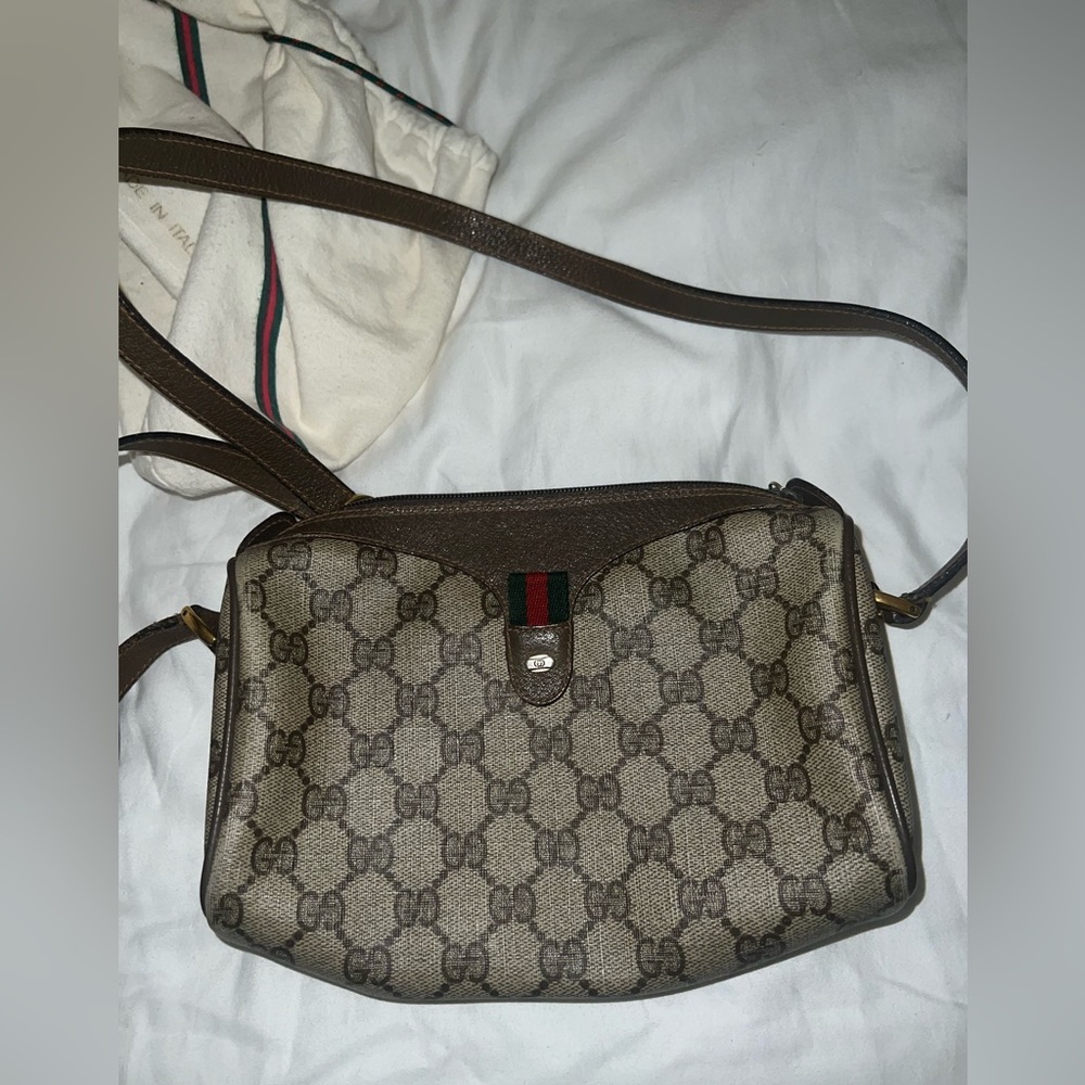Vintage Gucci Monogram Leather Crossbody Bag